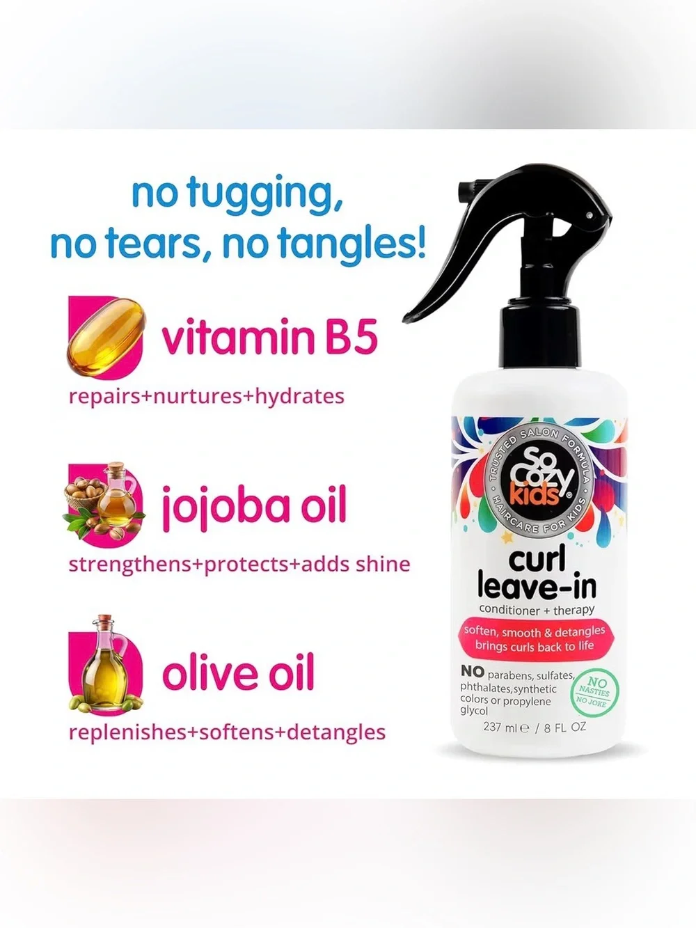 SoCozy Kids Curl Leave-In Conditioner Detangler Spray 8 oz